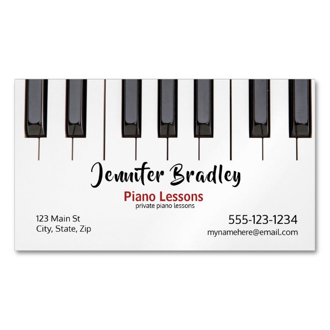 Tarjeta De Visita Magnética Piano Lesson Business (Anverso)