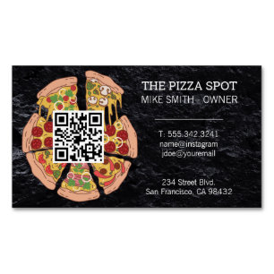 Tarjeta De Visita Magnética Pie de pizza Slices   Código QR