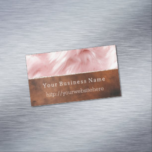 Tarjeta De Visita Magnética Piel de vaca Rubor Pink Animal Fur Brown