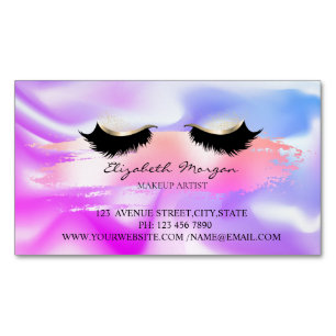 Tarjeta De Visita Magnética Pincelada Elegante, Pestañas Postizas Holográficas
