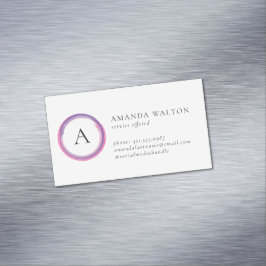 Tarjeta De Visita Magnética Pink and Purple Monogram Modern