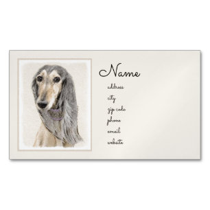 Tarjeta De Visita Magnética Pintado Saluki (Amanecer) - Arte Perro Original Cu