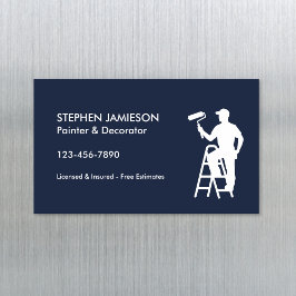 Tarjeta De Visita Magnética Pintor y decorador Servicios de pintura Azul Blanc