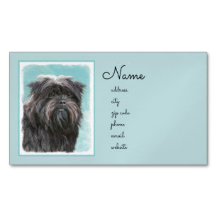 Tarjeta De Visita Magnética Pintura Affenpinscher - Arte Perro Original Cuto