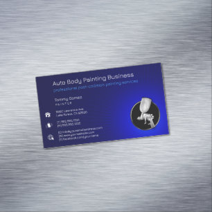 Tarjeta De Visita Magnética Pintura automática de cuerpo   Azul profesional