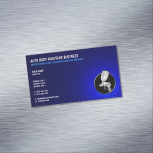 Tarjeta De Visita Magnética Pintura automática de cuerpo   Azul profesional