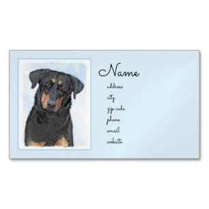 Tarjeta De Visita Magnética Pintura de Beauceron - Arte de perros original y b