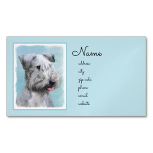 Tarjeta De Visita Magnética Pintura de Cesky Terrier - Arte de Perro Original.