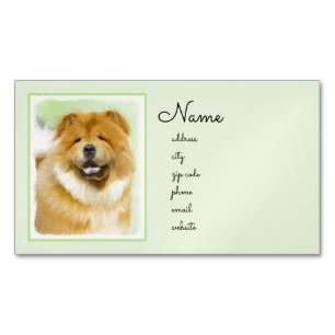 Tarjeta De Visita Magnética Pintura de Chow Chow - Arte Perro Original.