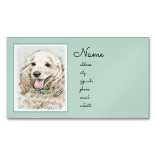Tarjeta De Visita Magnética Pintura de Cocker Spaniel Buff - Arte de Perro Ori