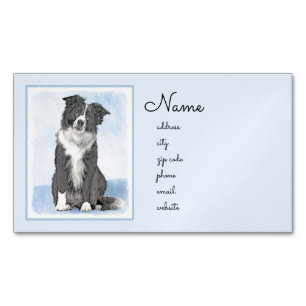 Tarjeta De Visita Magnética Pintura de color de borde - Arte de perro original