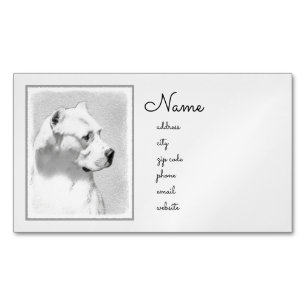 Tarjeta De Visita Magnética Pintura de Dogo Argentino - Arte original del perr