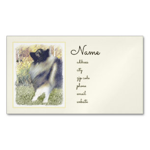 Tarjeta De Visita Magnética Pintura de Keeshond Aspen - Arte Perro Original Cu