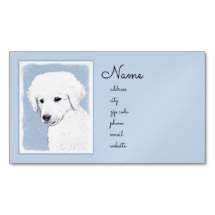 Tarjeta De Visita Magnética Pintura de Kuvasz - Arte de perro original lindo