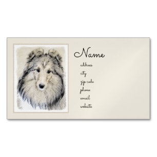 Tarjeta De Visita Magnética Pintura de perro pastelero de Shetland - Arte de p