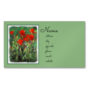 Tarjeta De Visita Magnética Pintura de pincel indio - Arte de flores original