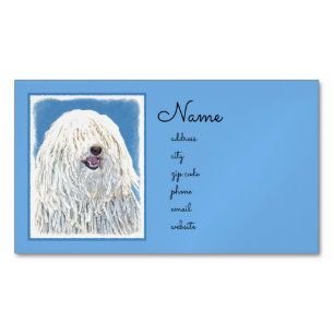 Tarjeta De Visita Magnética Pintura de puli - Arte de perro original lindo