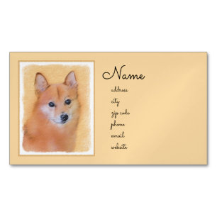 Tarjeta De Visita Magnética Pintura finlandesa de Spitz - Arte de perro origin