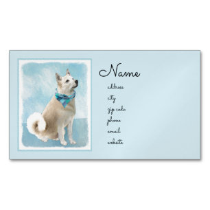 Tarjeta De Visita Magnética Pintura noruega de Buhund - Arte original de perro