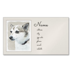 Tarjeta De Visita Magnética Pintura noruega de Lundehund - Arte original del p