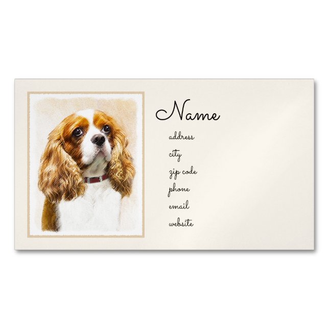 Tarjeta De Visita Magnética Pintura original de Cavalier King Charles Spaniel (Anverso)