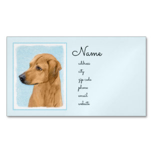 Tarjeta De Visita Magnética Pintura Ridgeback Rhodesiana - Arte Perro Original