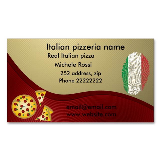 Tarjeta De Visita Magnética Pizzería italiana (Anverso)