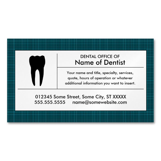 Tarjeta De Visita Magnética Plaid Dental Office Magnetic (Anverso)