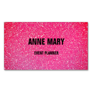 Tarjeta De Visita Magnética Planificador de eventos Boda de Purpurina rojo ros