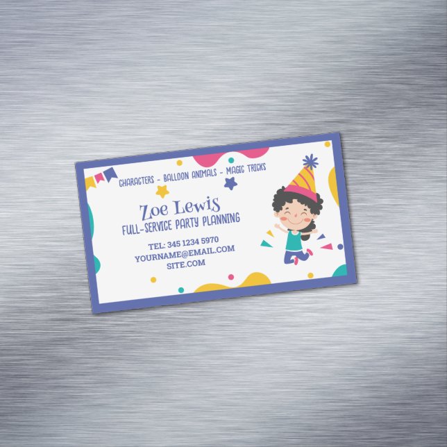 Tarjeta De Visita Magnética Planner de Fiestas para niños (In Situ)