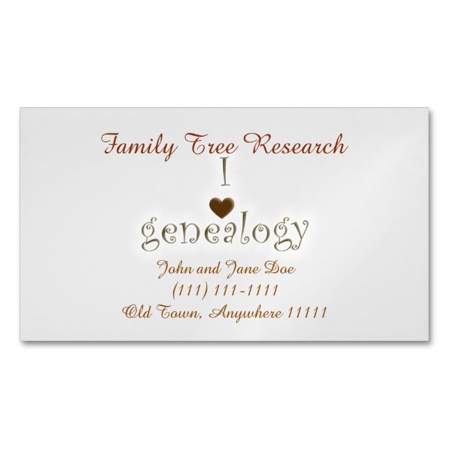 Tarjeta De Visita Magnética Plantilla del investigador de la genealogía (Anverso)