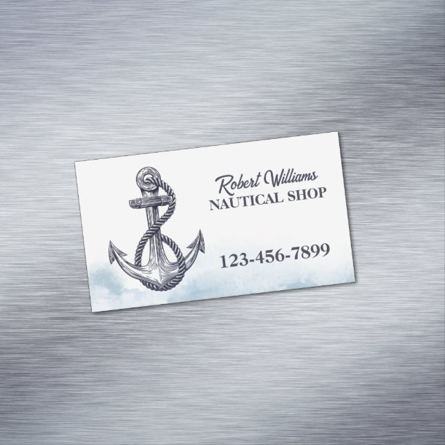 Tarjeta De Visita Magnética Playa Costera Azul Yate Barco Anclador Náutico (In Situ)