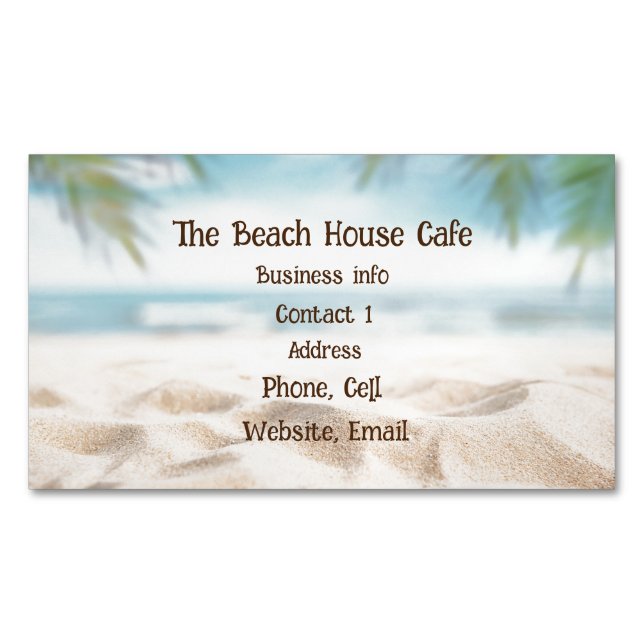Tarjeta De Visita Magnética Playa Océano Acuático Acuático Océano Mar Arena (Anverso)