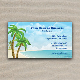 Tarjeta De Visita Magnética Playa y palmeras tropicales