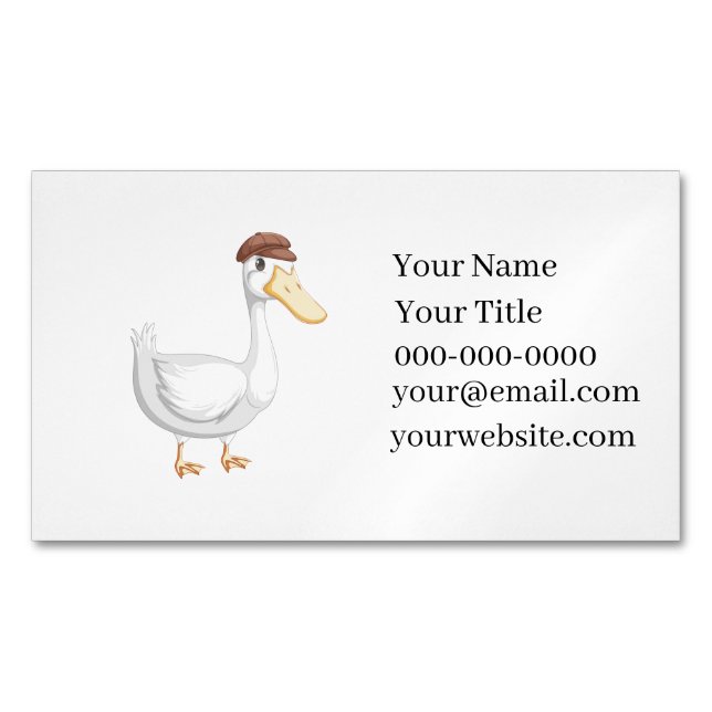 Tarjeta De Visita Magnética Playful Cartoon Duck with Brown Hat (Anverso)