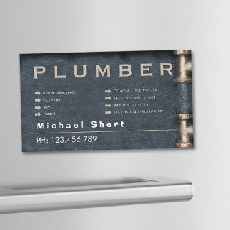 Tarjeta De Visita Magnética Plumber Magnetic Business Card with Pipe DetaiI
