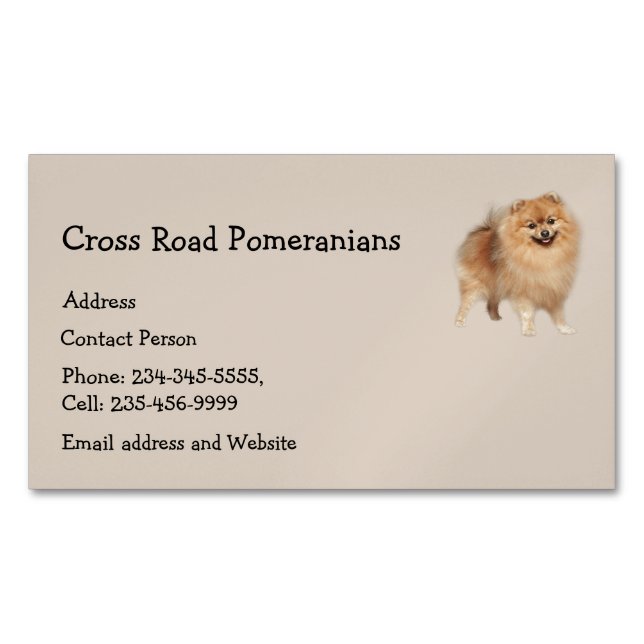 Tarjeta De Visita Magnética Pomeranianos Dog Mascota Animal (Anverso)