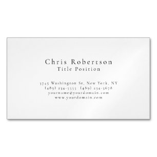 Tarjeta De Visita Magnética Profesional Blanco Negro Plano Moderno Simple