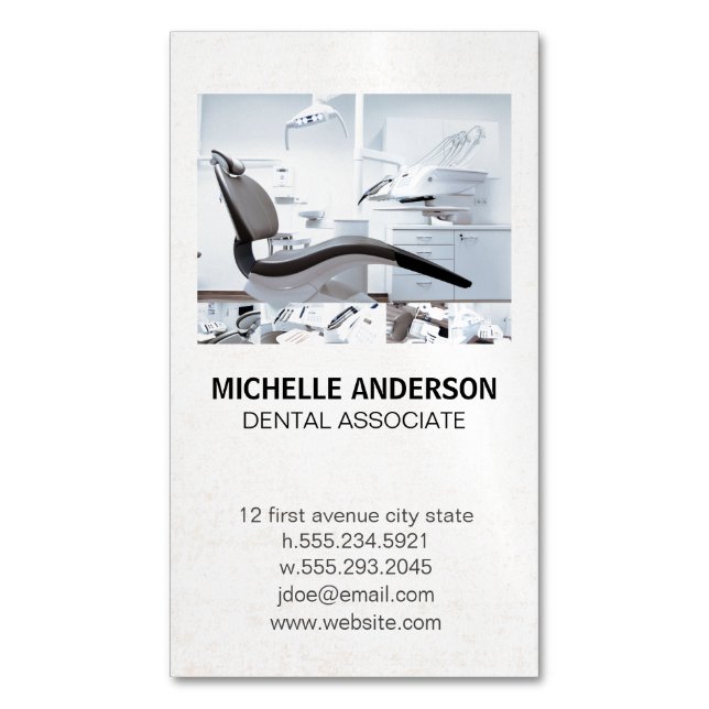 Tarjeta De Visita Magnética Profesional dental | Oficina de dentistas (Frente vertical)