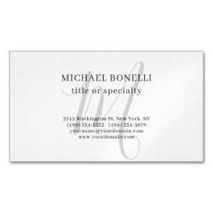 Tarjeta De Visita Magnética Profesional Llano Moderno Minimalista Monogramado