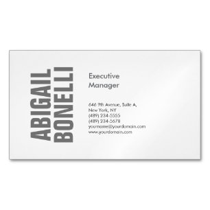 Tarjeta De Visita Magnética Profesional minimalista audaz moderno gris blanco