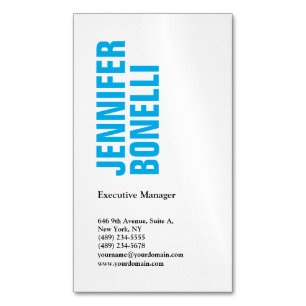 Tarjeta De Visita Magnética Profesional minimalista moderno audaz azul blanco