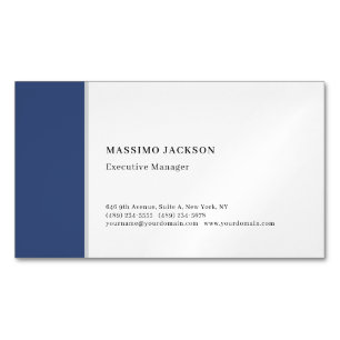 Tarjeta De Visita Magnética Profesional minimalista moderno azul blanco