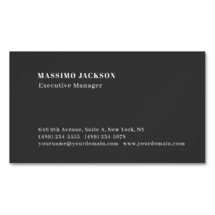 Tarjeta De Visita Magnética Profesional minimalista moderno negro liso