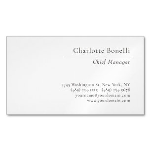 Tarjeta De Visita Magnética Profesional Minimalista Moderno Plano Blanco & Neg