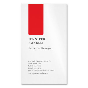 Tarjeta De Visita Magnética Profesional minimalista moderno rojo blanco