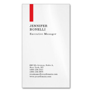 Tarjeta De Visita Magnética Profesional minimalista moderno rojo blanco