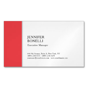 Tarjeta De Visita Magnética Profesional minimalista moderno rojo blanco llano