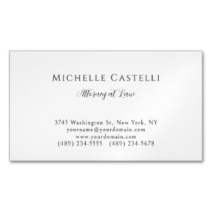 Tarjeta De Visita Magnética Profesional Minimalista Simple Única Blanco Negro