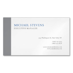 Tarjeta De Visita Magnética Profesional Moderno Elegante Simple Gris Blanco